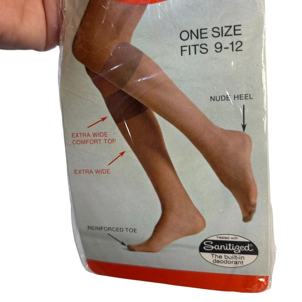 Temptation Hosiery 8 Pairs Coffee Brown Extra Wide Comfort Top Knee‎ High VTG
